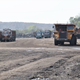 Trucks that were meant to transport coal to a nearby railway station stationed in a coal mine at Bermo in Jharkhand.